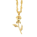 Vintage Stainless Steel Female Jewelry Rose Flower Pendant Necklace