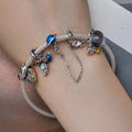Fine Jewelry Cute Custom Bracelet Charms Space Star Blue Opal Platinum Plated 925 Sterling Silver ARTHUR GEM NGTC Certified