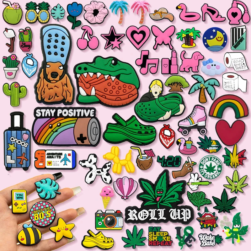 2025 New Arrival Factory Direct Custom Pvc Designer Trend DIY pink Clog Shoe Casual Ice Cream HEMP Leaves Shoe Charms