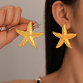 Ins Seashell Pvd Design Gold Plated Earrings Spiral Starfish Fashion Earrings Wholesale Jewelry New Earring