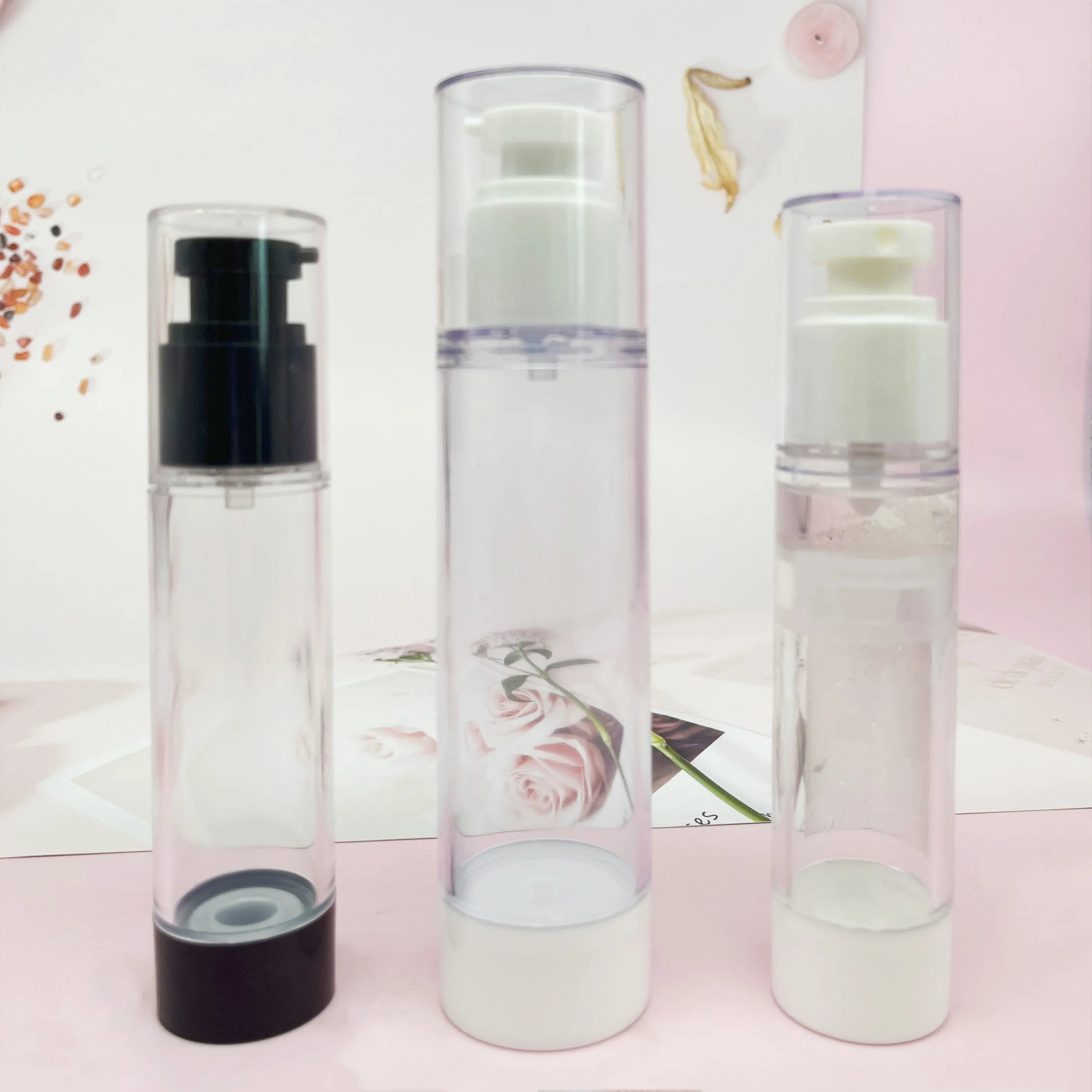 Sells Like Cosmetic 15ml 30ml 1oz 50ml Airtight Mini No Air Plastic Shampoo Handwash Cleanser Empty Lotion Airless Pump Bottle