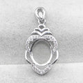 Sterling Silver 9*11mm Semi Mount Pendant Empty Frame Blank Support Setting S925 Base Holder Without Center Stone for DIY Inlay