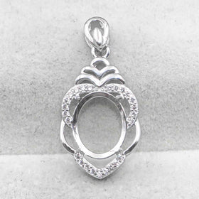 Sterling Silver 9*11mm Semi Mount Pendant Empty Frame Blank Support Setting S925 Base Holder Without Center Stone for DIY Inlay