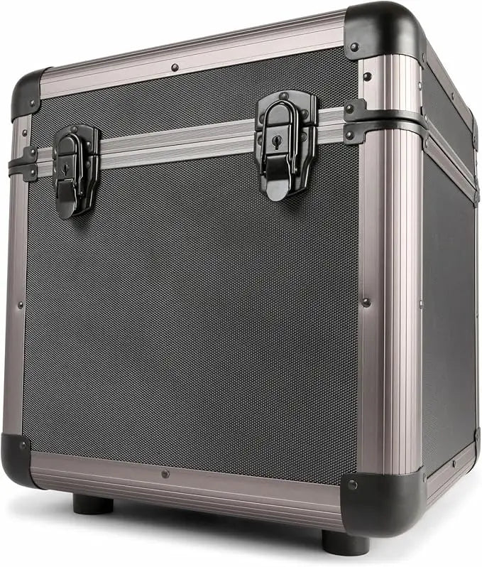 Aluminum Vinyl Record Storage and Travel Case with Water Resistant Protection Portable Design