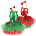 Factory Price Kids Girls Shiny Sequins Christmas Dance Dress Santa Claus Costumes Ballet Tutu Dress