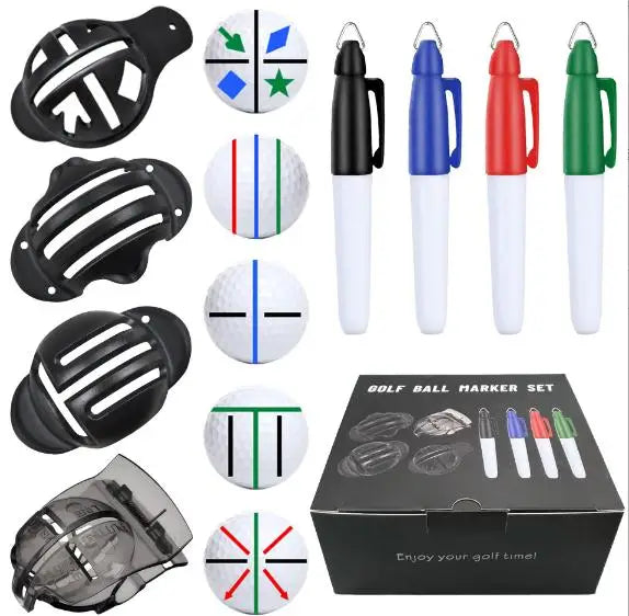 Customized Box Packed 4 Golf Ball Line Marking Drawing Kits with 4 Markers