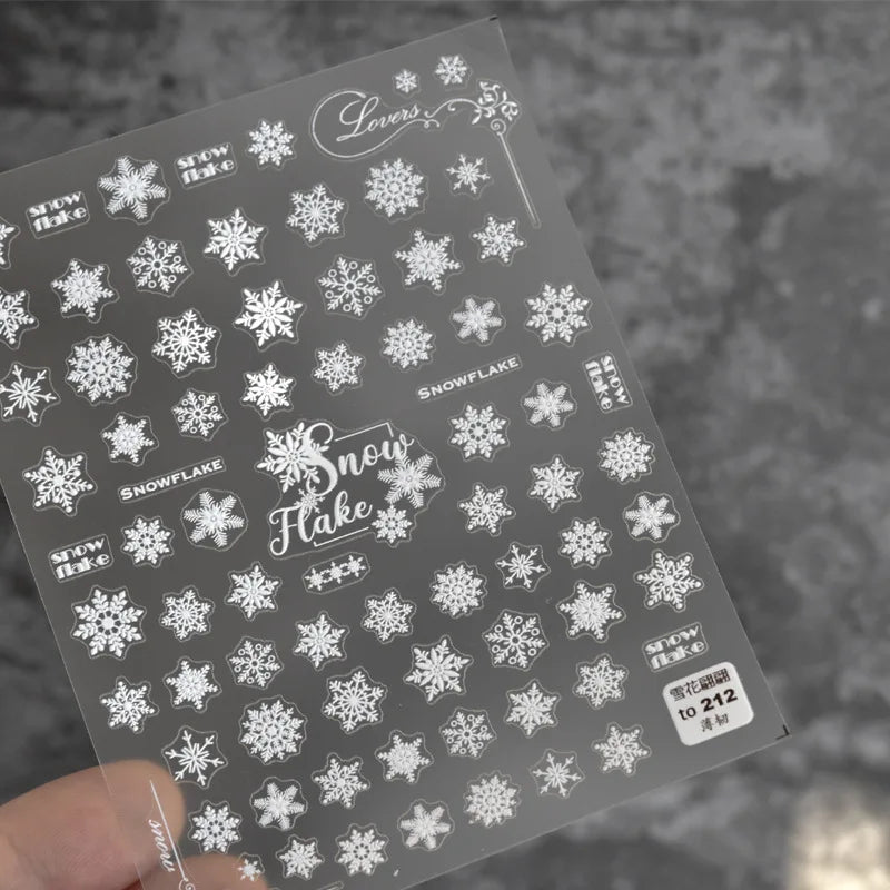 Tomoni Manicure Stickers 5D Nail Stickers Letter Snowflake Leopard Print Serpentine Nail Stickers