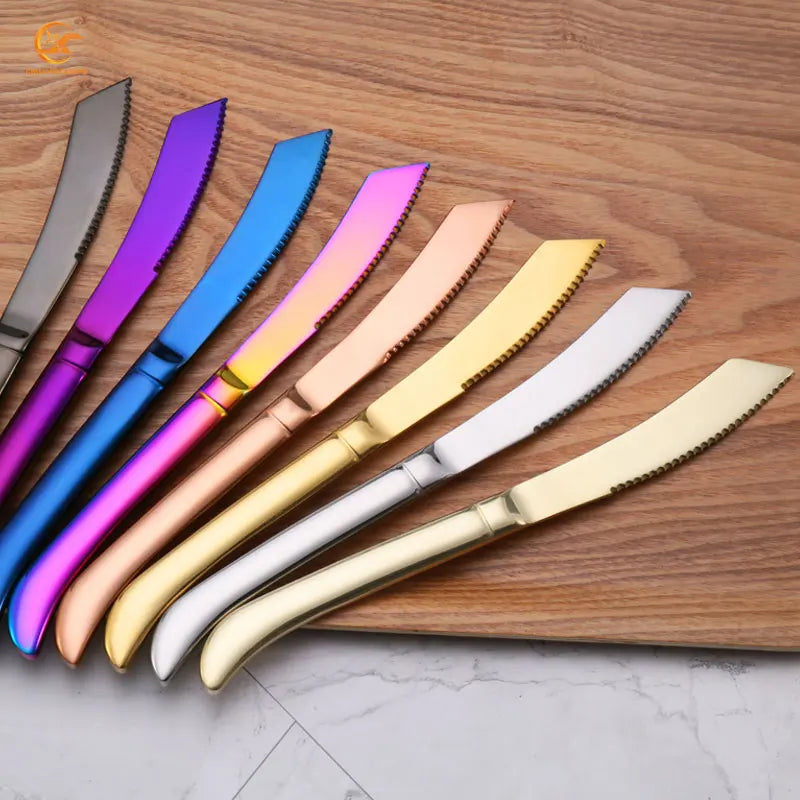 Wholesale Heavy Weight Iridescent Stainless Steel Steak Knife for Hotel Restaurant Party