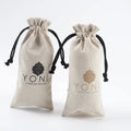 High End Custom Logo Printed Herringbone Drawstring Cotton Cosmetic Bag Luxury Cotton Gift Cosmetic Pouch