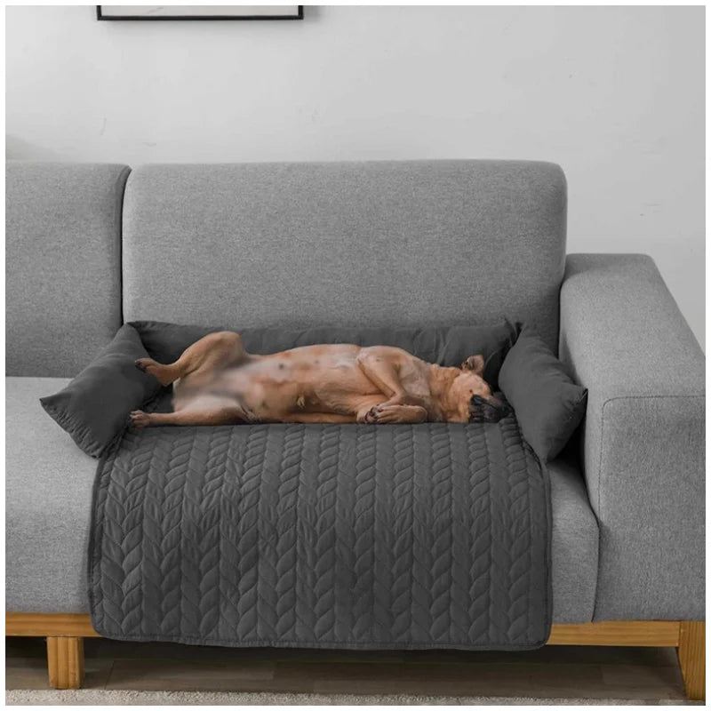 Waterproof Teddy Dog Sofa Cover Cushion Pet Lounge Bed Mat Dog Couch Nest Cats Neck Bolster