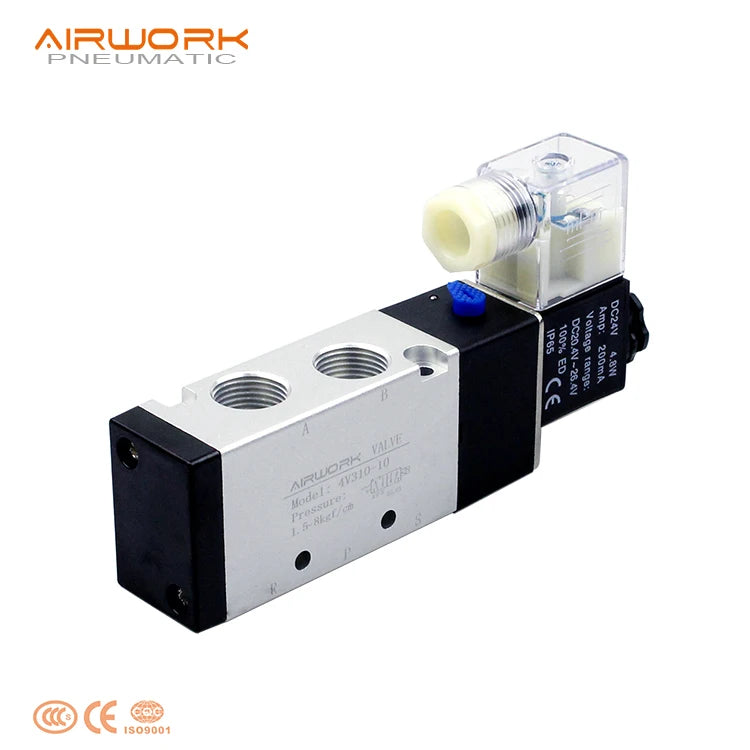 Pneumatic Electromagnetic Solenoid Valve 3/8 Port Directional Control Gas Operated OEM Customizable Aluminum Alloy