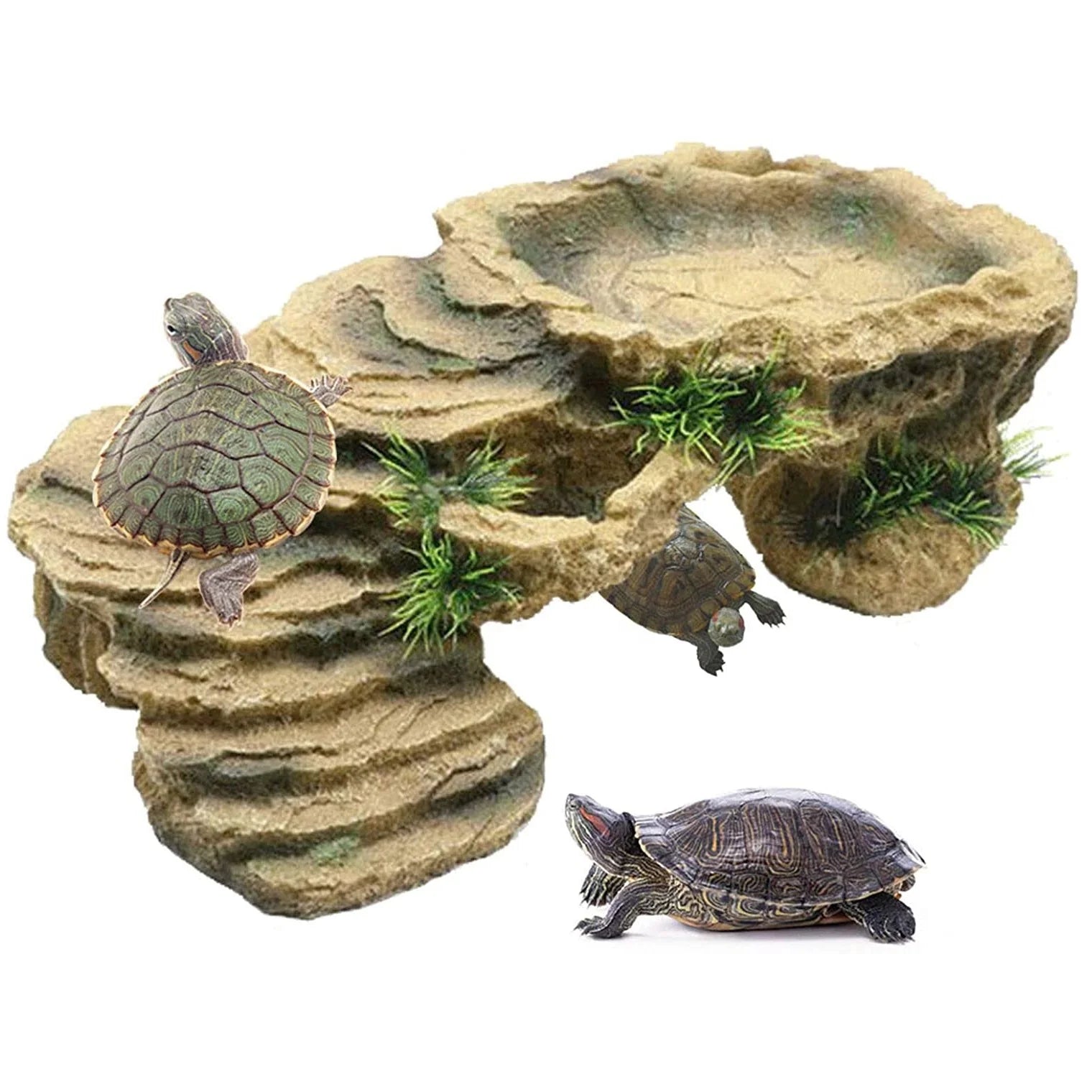 Turtle Basking Platform Tortoise Resin Dock Resting Rock Reptile Habitat Ornament Hiding Cave Floating Ledge Aquarium Decoration