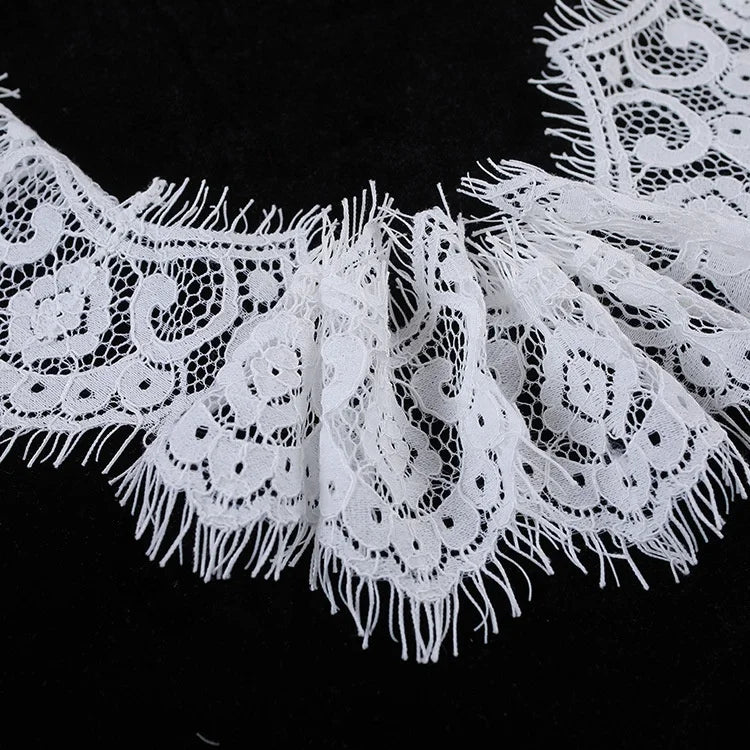 Popular Thick White Bridal Eyelash Chantilly Lace Trimming With Strands LT2152B
