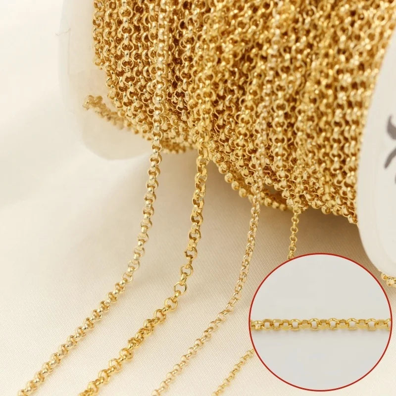 GP US Rolo Chain 1.3mm 1.6mm 2.25mm 1/20 14k Gold Filled Silver 925 Bulk by the Spool Permanent Jewelry Chain Findings Wholesale