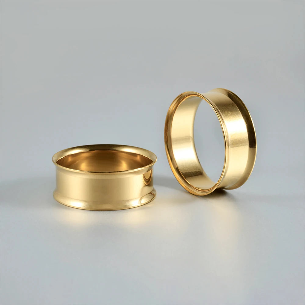 G23 Titanium Silver Gold Plated Double Flared Ear Gauges Threadless Ear Tunnel Expander Plugs 8-25mm Body Weddings Gifts