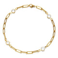 Hot Sale 18k Gold Plated 316L Stainless Steel Crystal Cubic Zirconia Paper Clip Link Chain Bangle Bracelet for Women YF3419