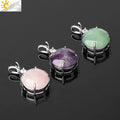 CSJA Natural Crystal Stone Necklace Healing Round Bead Gemstone Pendant Charm Jewelry G688