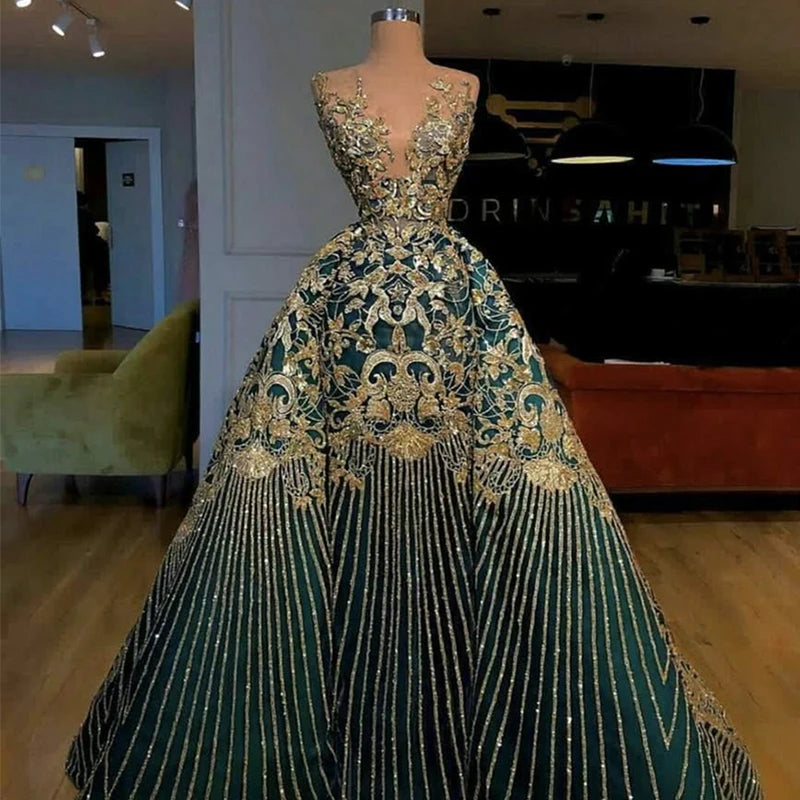 Jancember RSM66697 Elegant Sequined Gowns for Women Evening Dresses