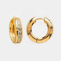 LOZRUNVE 925 Sterling Silver Rrong Setting Line Diamond CZ Dome Chunky Hoop Earring Gold Fashion Jewelry