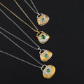Italian Brushed Handmade Wallet Gemstone Pendant Necklace Silver Plated Gold Inlaid With Natural 18K Handbag Vintage 925 Silver
