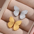 Non Tarnish 18k Gold Plated Stainless Steel Butterfly Stud Earrings Cute Hypoallergenic Jewelry for Wedding Engagement or Gift
