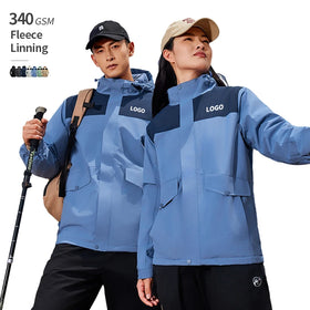 Winter Detachable Hat YKK Zipper Splicing Style Windproof and Warm Fleece Jacket Custom logo