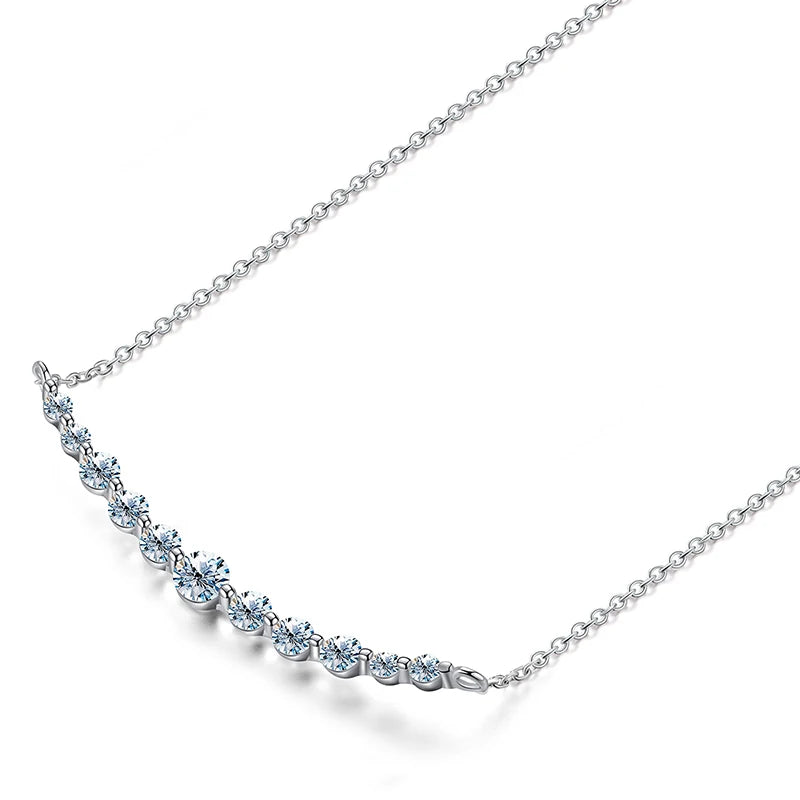 Fine Jewelry 11 Rows Band Tennis Brilliant Cut Diamond Moissanite Necklace 925 Sterling Silver Chain for Women Engagement