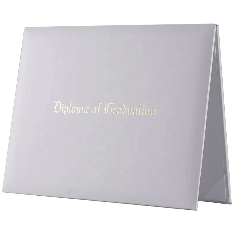 Customized University Diploma File Folder for Educational Certificates Gold Folio White Certificate Holder 8.5 X11