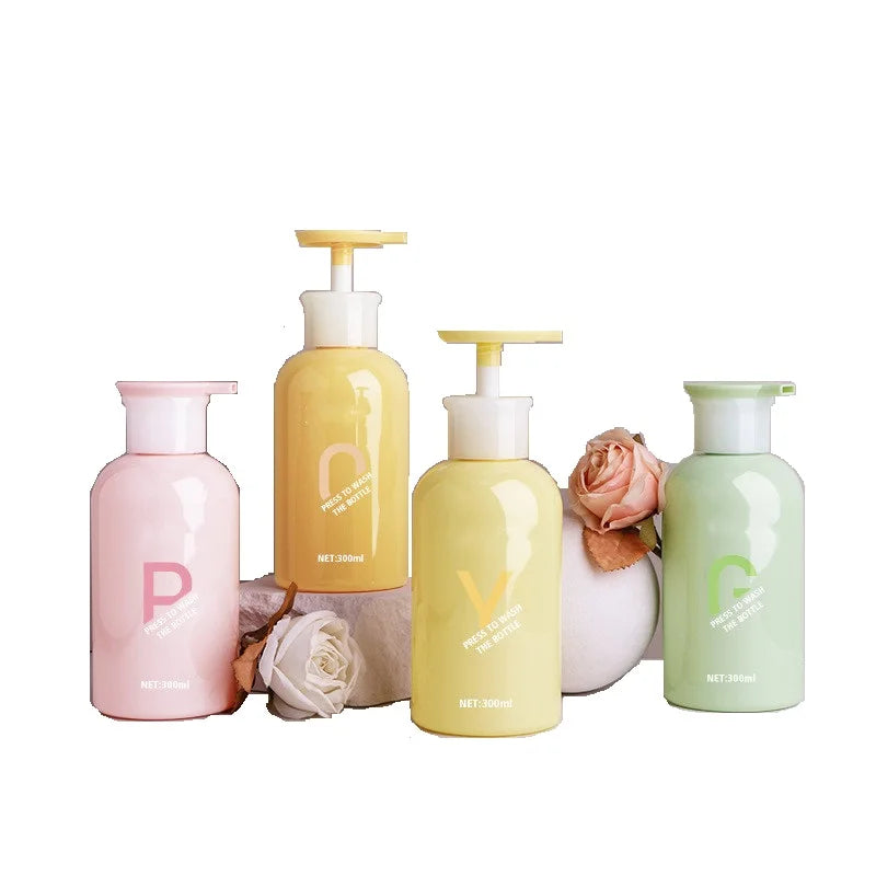 Wholesale High Quality PET Hair Shampoo Bottle 300ml Capacity in Blue Pink Little Yellow & Dark Yellow for Shampoo & Conditioner