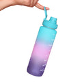 Sports Travel Water Bottle Plastic with Stickers Direct Drinking Eco-Friendly Color Gradient Large Capacity 1000ml