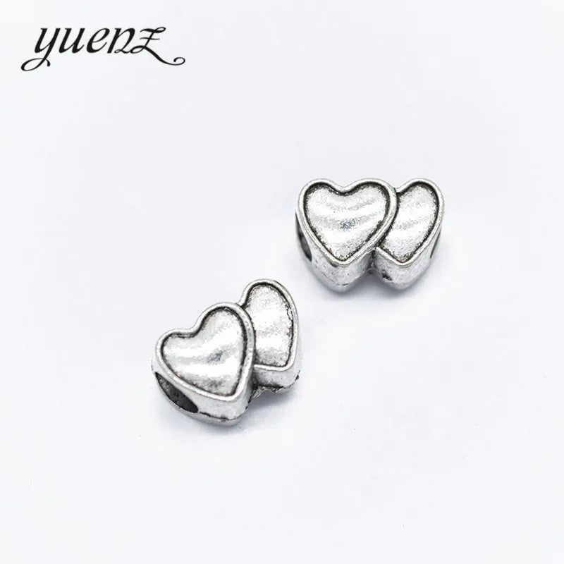 Antique Silver Color Big Hole Heart-shaped Beads Fit Ebracelet Necklace Charm Jewelry Accessories DIY Findings R196