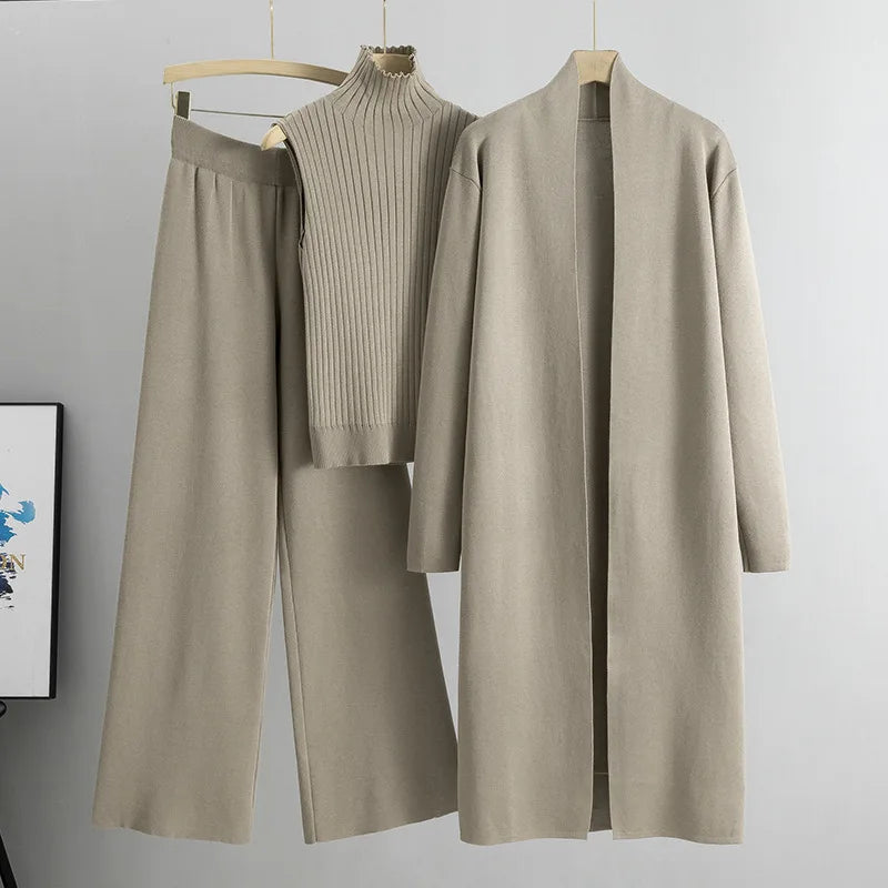 Boutique Wholesale 2026 Autumn Lazy Temperament Knitted Sleeveless Vest Sweater Cardigan Casual Pants Women's Set