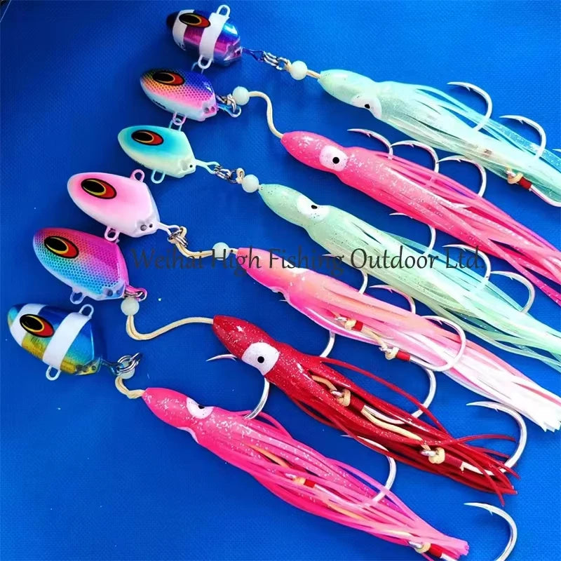 100g 200g 250g 300g Squid Skirt Slow Tai Rubbers Metal Jig Head Hook Saltwater Sea Fish Hook Fishing Jigging Lure Bait