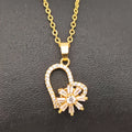 Collar Girasol Giratorio Gold Plated Flower Heart Pendant Stress Relief Necklace Crystal Stainless Steel Flower Heart Necklace