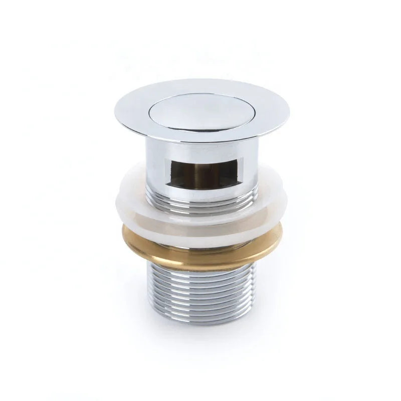 Modern Hotel Sanitary Ware Basin Sink Waste Pop up Drain with Overflow Chrome Plated Silver