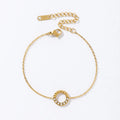 Donut Twist Charm 18K Gold Plated Stainless Steel Women Jewelry Diamond Pearls Open Circle Pendant Bracelet