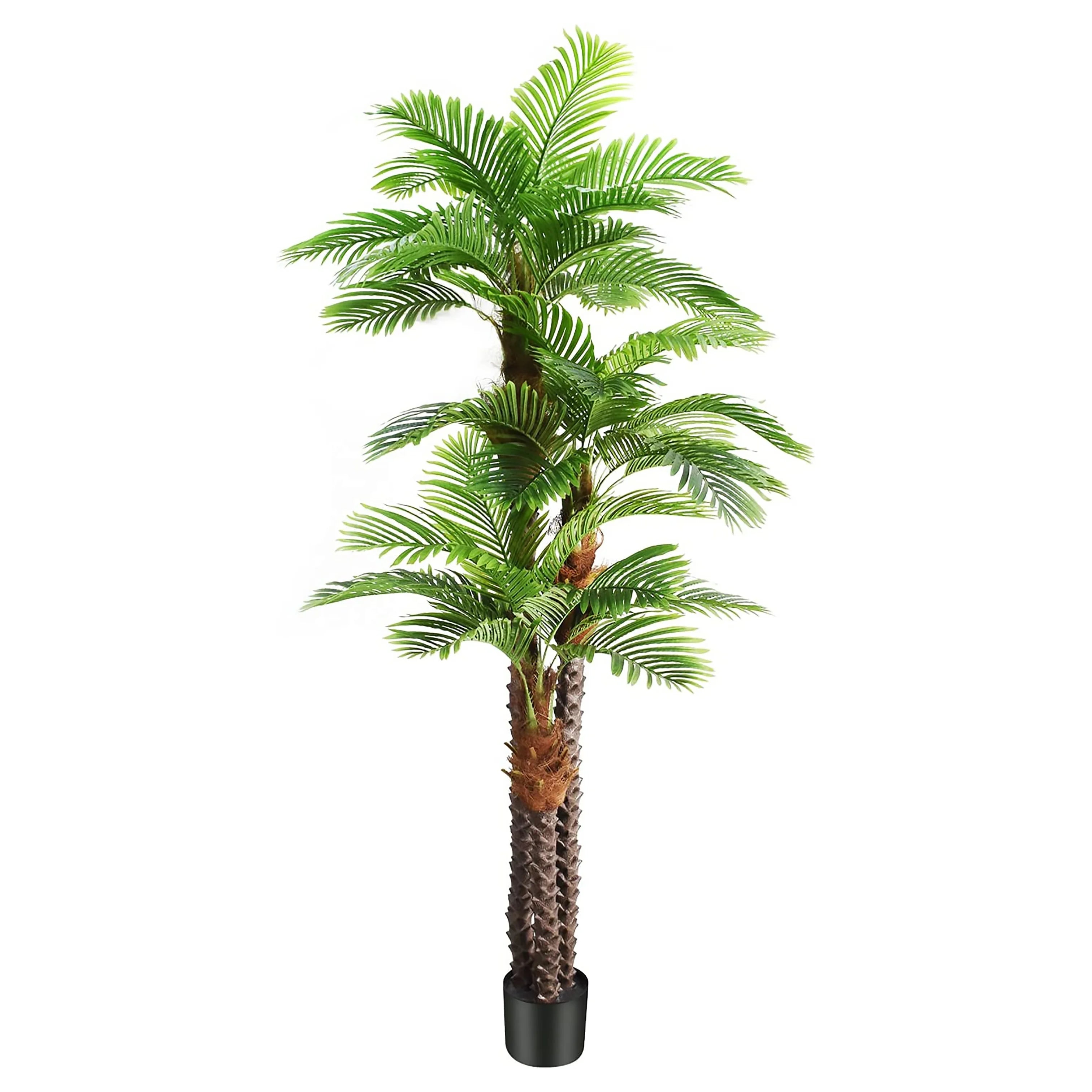 8.5ft Extra Tall Triple Tropical Big Plant Artificial Tree UV Resistant Large Fake Palm Tree in Pot for Patio Home Coastal Decor