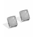 EL002 S925 Sterling Silver Fine Stud Earrings Everyday Wear Square Natural Crystal Gemstone Perfect Gift for Her