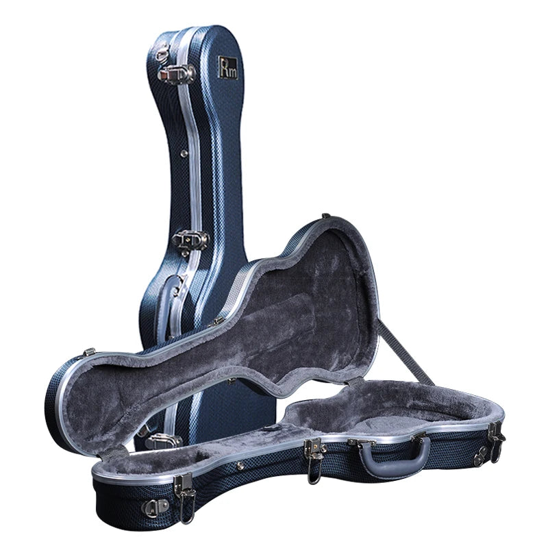 RAS-BU-GY RM Rainbow ABS Thermoformed Plastic Guitar Ukulele Hard Case Grey 7mm Plush Lining Customizable Chrome Hardware
