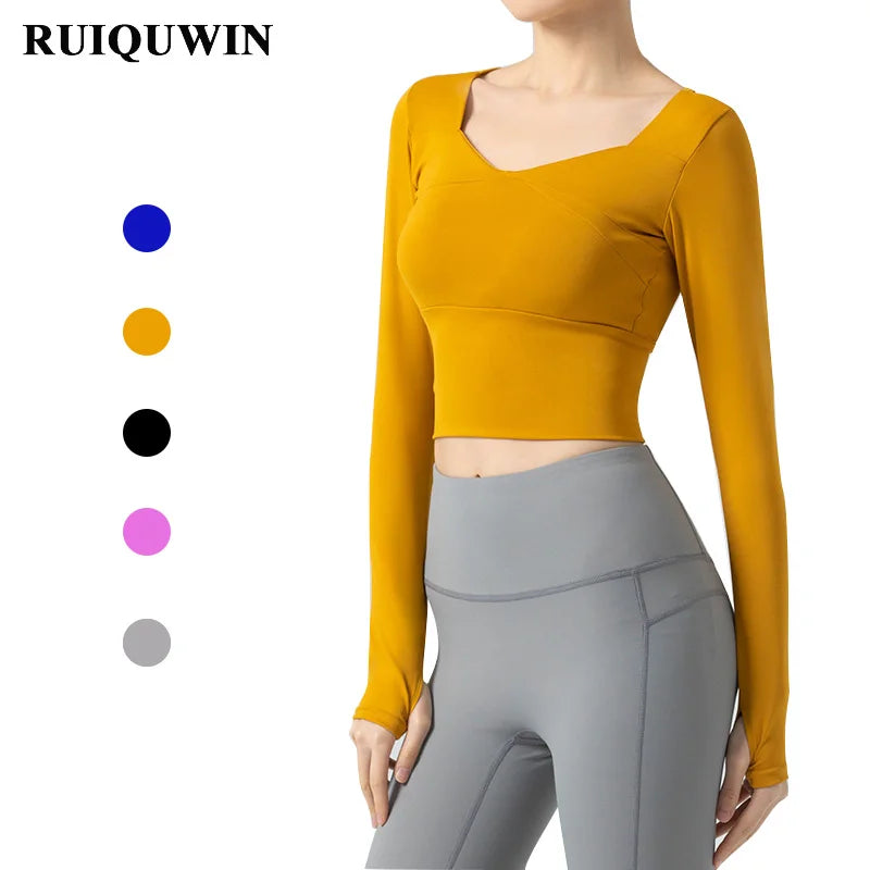 RUIQUWIN Wholesale Women Sportswear Seamless Long Sleeve Yoga Top Shirt for Women Quick Dry Clothes Autumn Running Fitness Wear