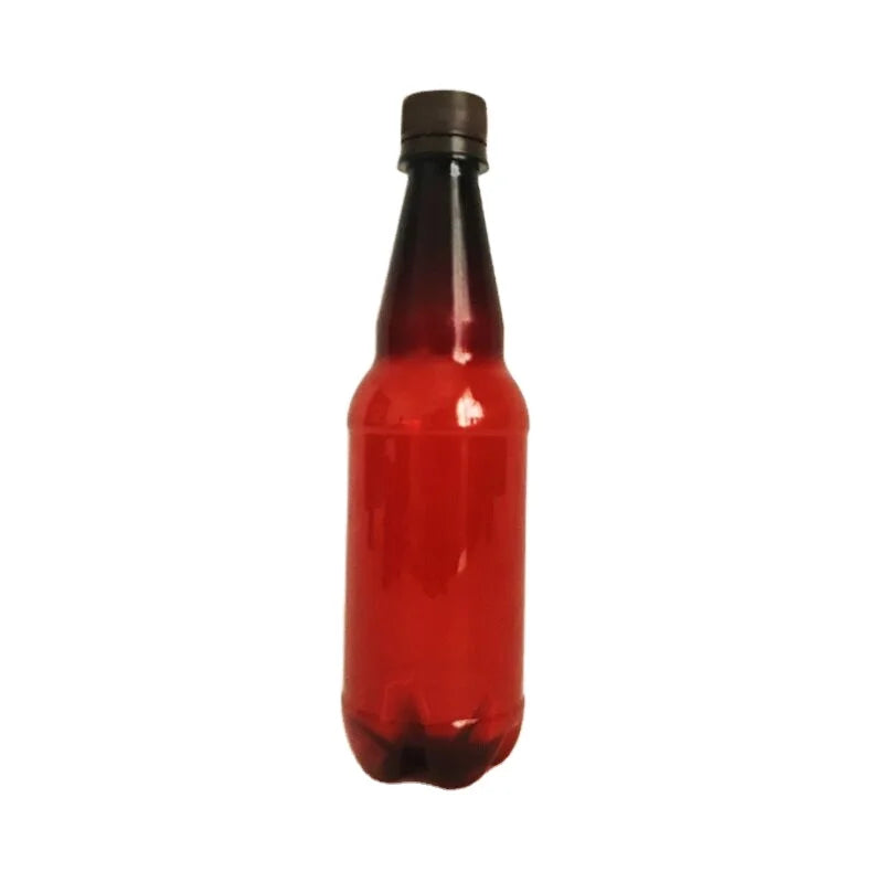 Customized Logo in Stock 500ml 100% PET Amber Round Beer Bottle with Screw Top Hot Stamping Available for Juice Vodka & Beer