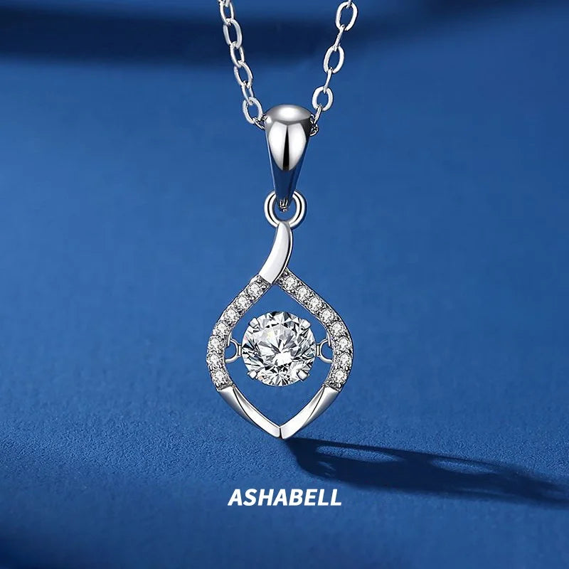 S925 Sterling Silver Fashion Spirit Japan and South Korea Fashion Simple Beating Heart Moissanite Collarbone Chain
