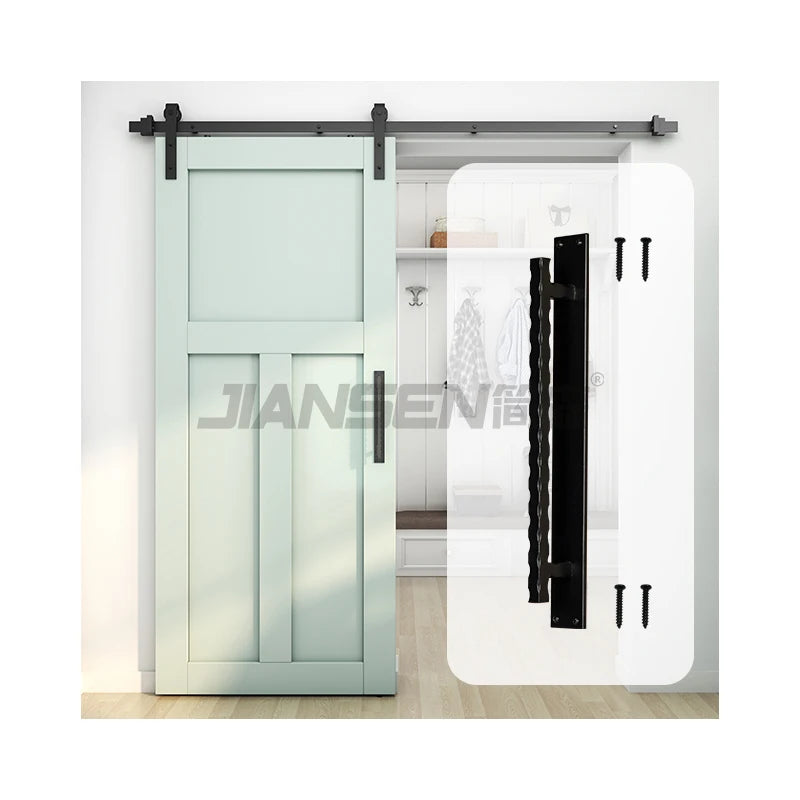 Factory Ship Directly New Design Wave Type Steel Black Door Pull Handle for Sliding Barn Door for Home DIY Door Handle