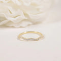 Simple Trendy Wave Half Eternity Band Solid Yellow Gold Thin Melee Round 1.15MM Lab Grown Diamond Micro Pave Wave Ring
