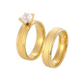 Hot Selling Sand Blasting Inlaid Zircon Wedding Ring Gold Steel Manufacturer Spot Couple Ring