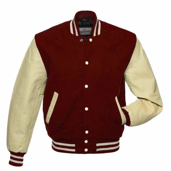 Men's Classic Casual Wool Jacket with Genuine Leather Sleeves Hot Selling Winter Windbreaker for Dropshipping