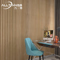 PVC Grooved Grille Background with Three Grille Wood Grain WPC Fluted Wall Panel Modern Design 5-Year Warranty