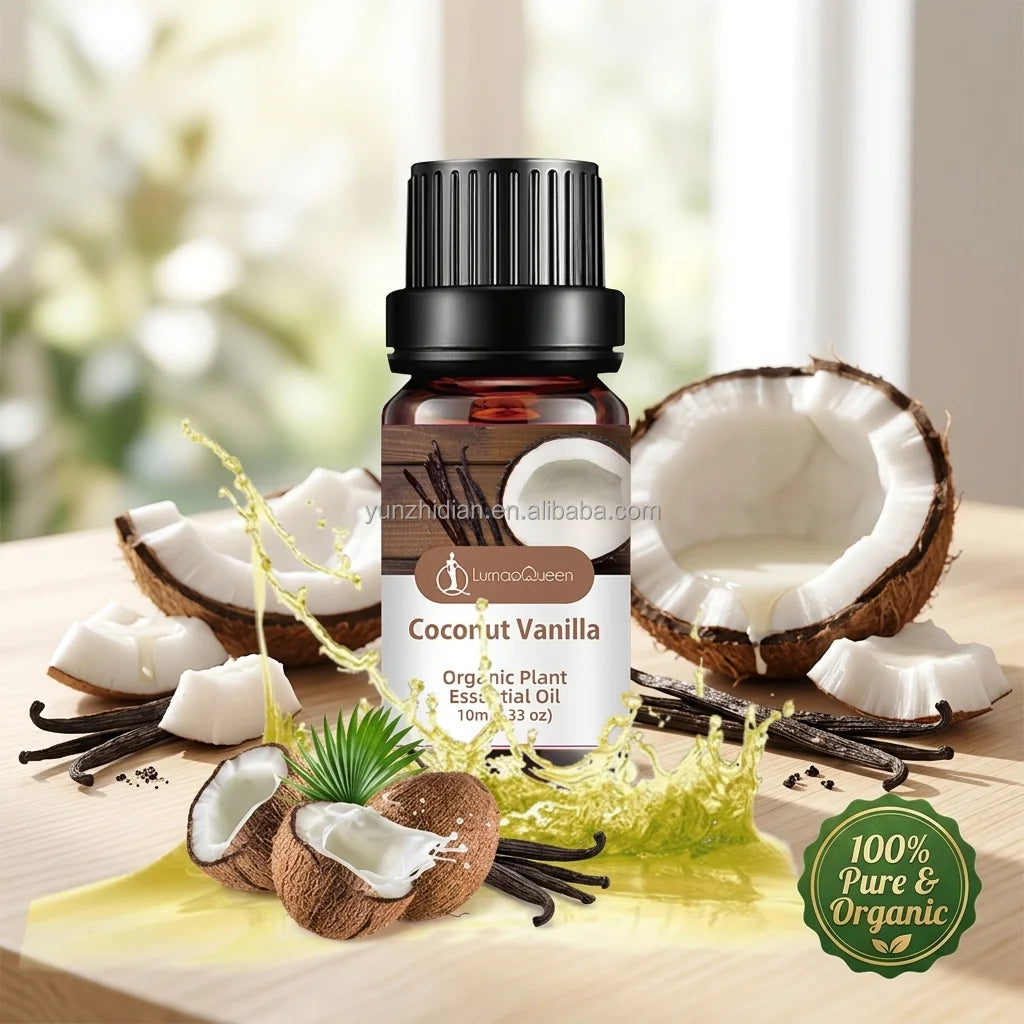 Wholesale 10ml Coconut Vanilla Essential Oil Organic Plant Aromatherapy Oil for Diffuser Massage Body Skin Care Fragrance