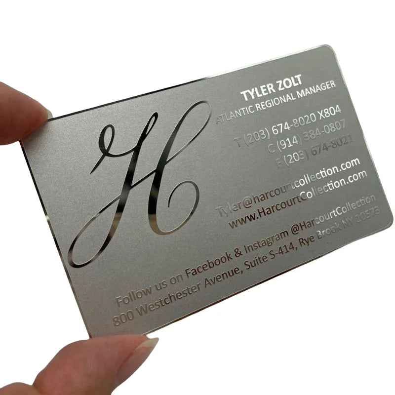 Customized Luxury Black Sliver Metal Credit Bank Card Size Stainless Steel Laser Cutting Color Printing Gold Metal Gift Card
