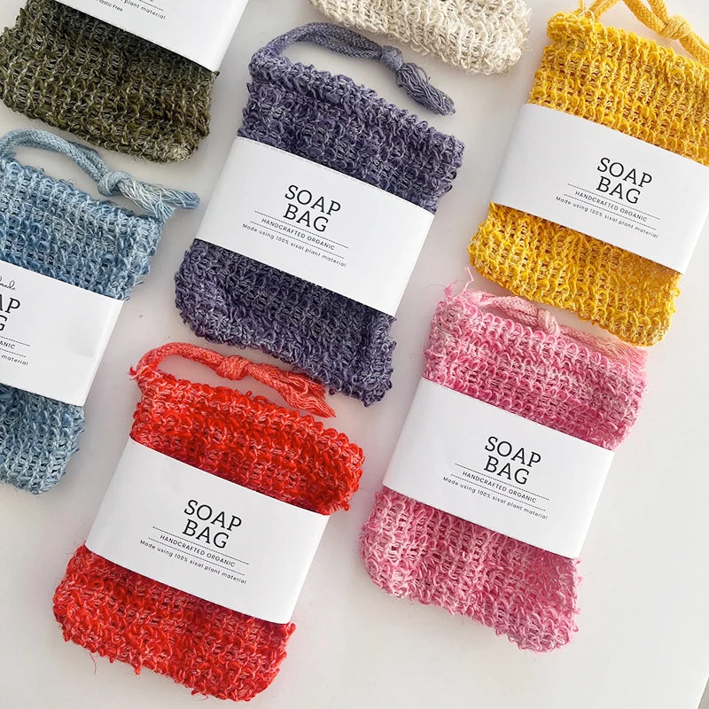 Best Selling Eco-Friendly Biodegradable Reusable Custom Logo Label Natural Color Sisal Mesh Loofah Soap Bag for Soap